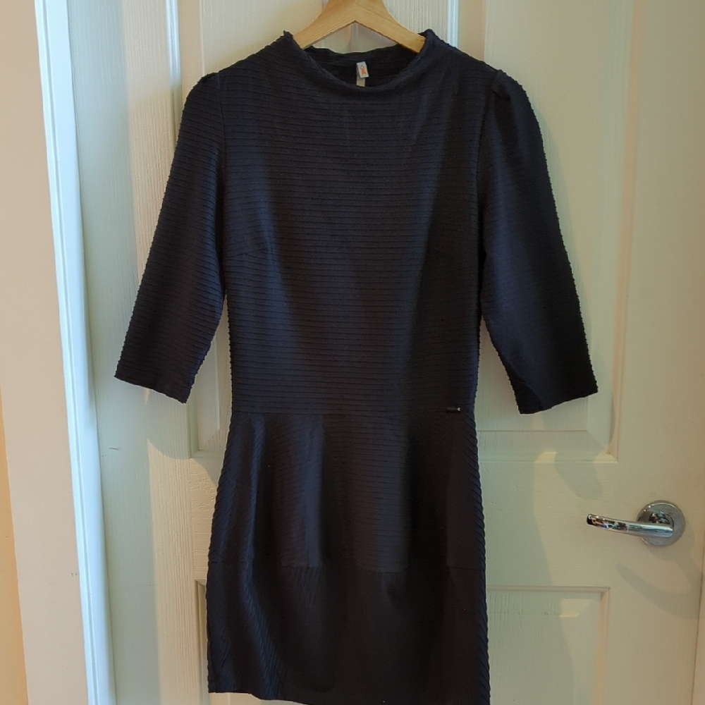 Cop.Copine Black Pleated Sheath Dress
